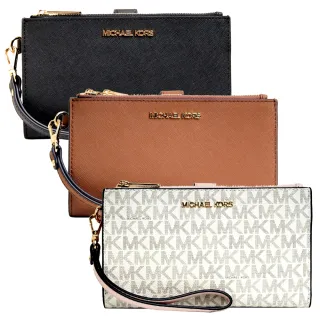 【Michael Kors】MK JET SET TRAVEL防刮皮革多功能雙層手拿長夾/手拿包/手機包/手機長夾/MK長夾(多款任選)