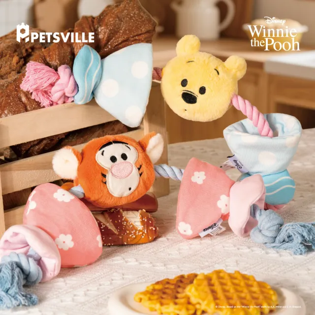 【Disney 迪士尼】小熊維尼x派思維 糖果繩結藏食玩具(狗狗玩具 啃咬 寵物玩具KONG 繩結玩具)