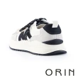 【ORIN】復古撞色磨砂真皮綁帶厚底休閒鞋(米色)