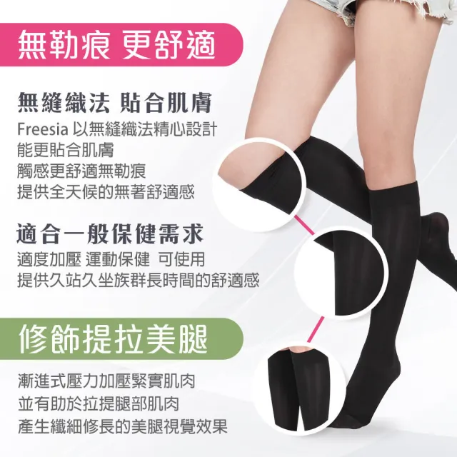 【Freesia】彈性壓力襪-包趾小腿襪X1雙組(200D-運動襪/彈性襪/束腿襪/塑腿襪/美腿襪/台灣醫療級大廠製造)