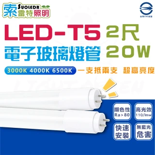 【台灣CNS認證】25入組 2尺 20W 2000lm LED T8 高亮度燈管 LED燈管(6500K 白光)