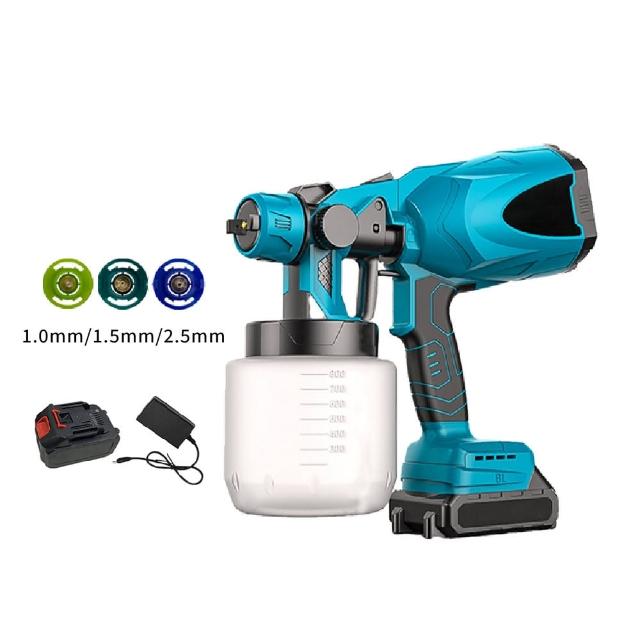 【森森機具】電動噴漆槍 一電一充 附三噴嘴 無刷工業款 交換禮物(牧田款 便攜式噴漆槍 油漆塗料噴漆)