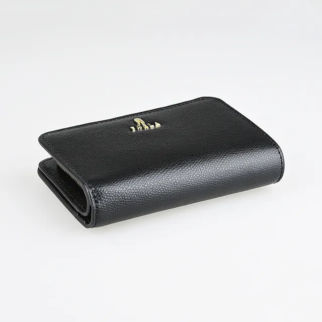 【FURLA 芙拉】FURLA Camelia 立體金字LOGO牛皮10卡壓釦拉鍊袋中夾(黑)