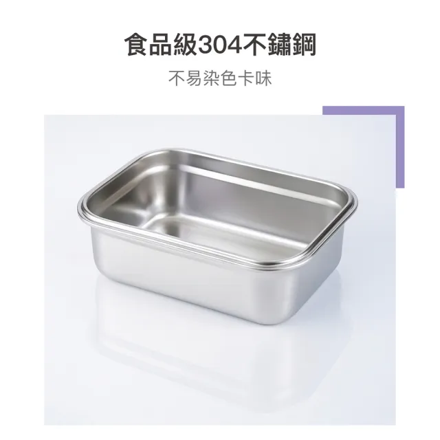 【LocknLock 樂扣樂扣】超值二入組 官方直營 可微波玩美Match不鏽鋼便當盒 800ml(可微波/304不鏽鋼/保鮮盒)