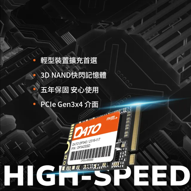 DATO 達多】DP342 1TB M.2 2242 PCIe Gen3x4 SSD 固態硬碟(最高達讀