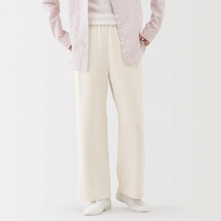 【MUJI 無印良品】女裏毛寬版褲(柔白/淺灰/墨灰/黑色)