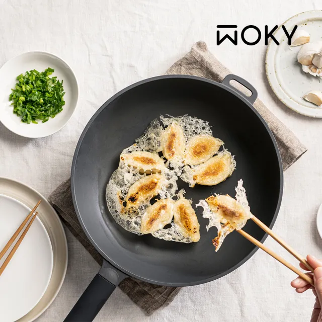 【WOKY 沃廚】恰恰鍋 26CM深煎鍋-單鍋(台灣製無塗層不沾鍋/平底鍋)