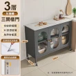 【慢慢家居】長虹玻璃門-岩板對開門鋼製餐廚櫃-120x42cm(餐櫃 餐邊櫃 電器櫃 廚房收納 收納櫃 廚房置物櫃)