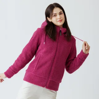 【Hilltop 山頂鳥】毛絨保暖刷毛外套 女款 玫瑰冰紅｜PH22XF30ECF0