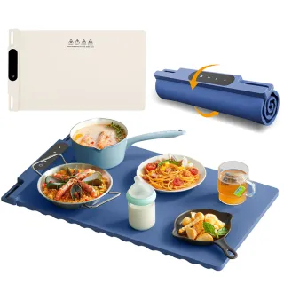 【FAJI】多功能柔性矽膠方形暖菜板 可捲收保溫菜板 保溫墊 飯菜加熱墊 暖菜寶 防滑恒溫保暖 65*38cm