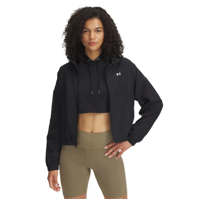 【UNDER ARMOUR】UA 女 Rival Woven 防潑水外套_1389631-001(黑色)
