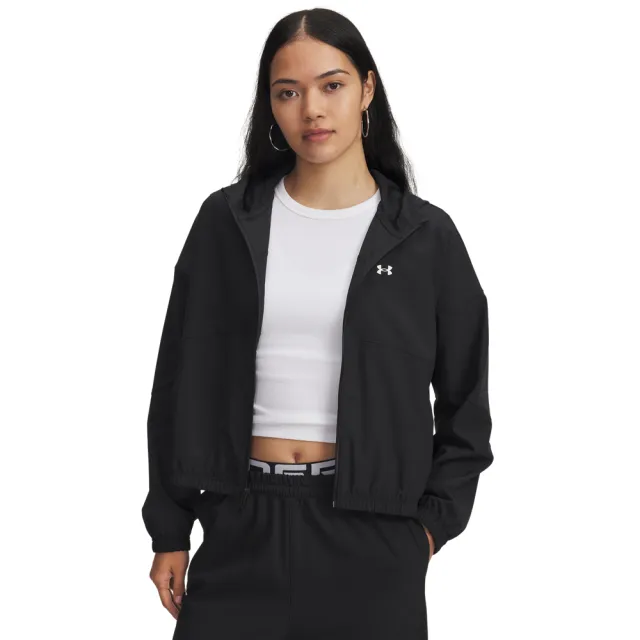 【UNDER ARMOUR】UA 女 Rival Woven 連帽外套_6004849-005(黑色)