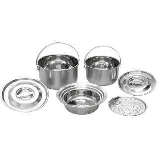 【JOJOGO】不鏽鋼百搭調理鍋六件組 附鍋蓋(304不鏽鋼 內鍋 湯鍋 燉鍋 萬用鍋 調理鍋 適用多種爐具)