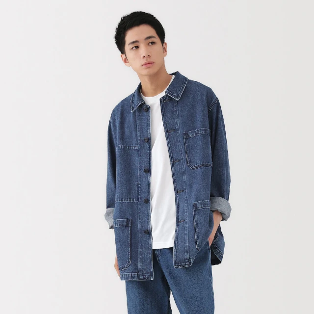 【MUJI 無印良品】男吉貝木棉混丹寧工作外套(藍色/暗藍)