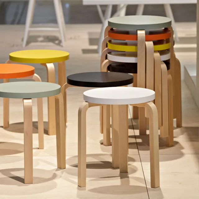 【北歐櫥窗】Artek Stool E60 四腳圓凳(鮮黃)