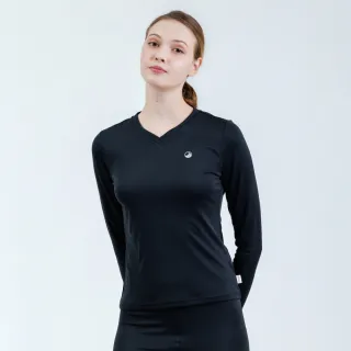 【Hilltop 山頂鳥】THERMOLITE保暖吸濕快乾長袖V領衛生衣 薄款 女款 黑｜PH56XF98ECA0