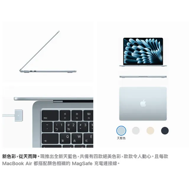 【Apple】無線滑鼠+電腦包★MacBook Air 13.6吋 M4 晶片 10核心CPU 8核心GPU 16G 256G SSD