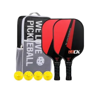 【HEICK】高級碳纖維匹克球拍組USAPA認證 入門進階款 初學者專用拍(匹克球40孔*4/碳纖維球拍*2/收納背包*1)