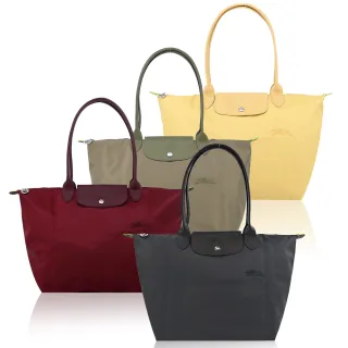 【LONGCHAMP】LE PLIAGE GREEN系列刺繡長把再生尼龍摺疊水餃包(大/多色選)