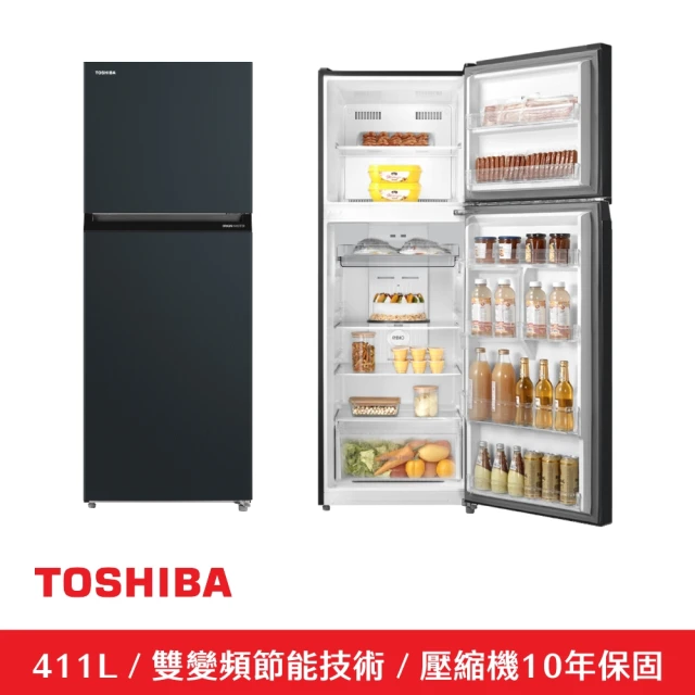 【TOSHIBA 東芝】58H快配★411公升一級能效雙門變頻冰箱(GR-RT411WE-PMT（52E）)