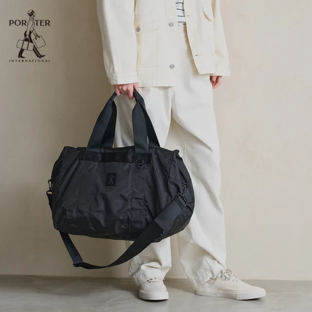 【PORTER INTERNATIONAL】PORTER 25週年旅行折疊收納袋-M(黑)