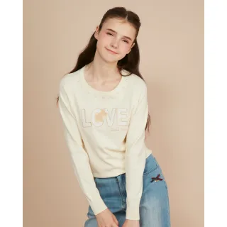 【SCOTTISH HOUSE】LOVE蕾絲長袖針織-黃/淺藍 CIWB1443