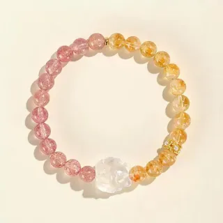 【勝弘珠寶】白水晶黄水晶草莓晶九尾狐單圈手串-6MM(水晶手串)