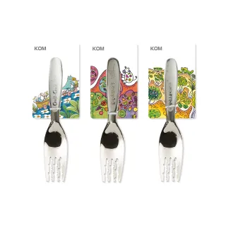 【KOM】信誼童書聯名款兒童叉子-3入(三款各一 316不鏽鋼 兒童叉 叉子)