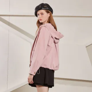 【H2O】蕾絲花邊緞帶休閒外套(#5633003 連帽外套、長袖外套；丈青色/粉色)