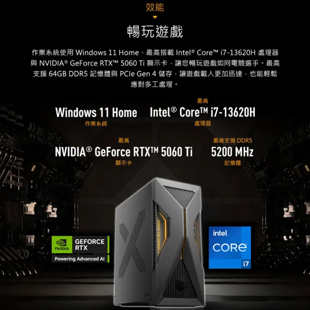 【ASUS 華碩】i5八核電競電腦(i5-13420H/16G/512G SSD/RTX3050/W11/H-T500MV-13420H415W5/鐵殼)