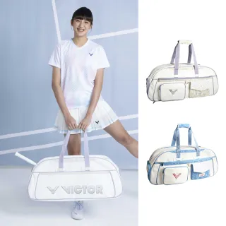 【VICTOR 勝利體育】矩形包 羽球拍包(BR5643 M/AT 安赫爾藍/白+薰衣草霧)