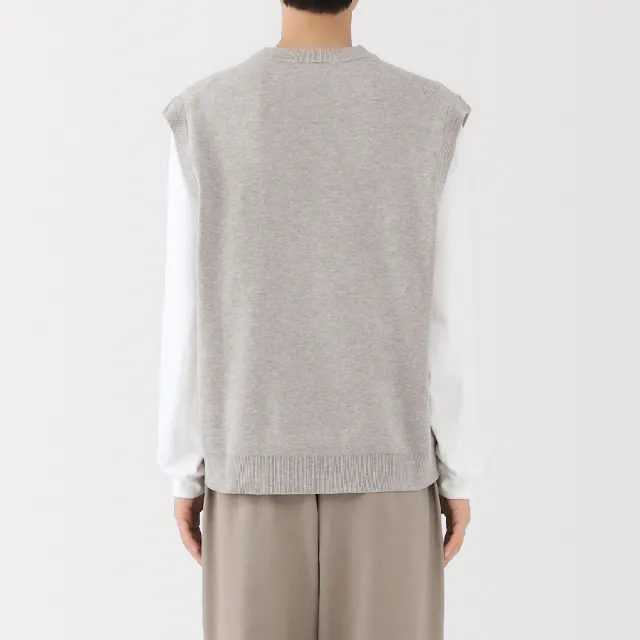 【MUJI 無印良品】男可水洗米蘭諾螺紋背心(深灰/黑色/粉米)