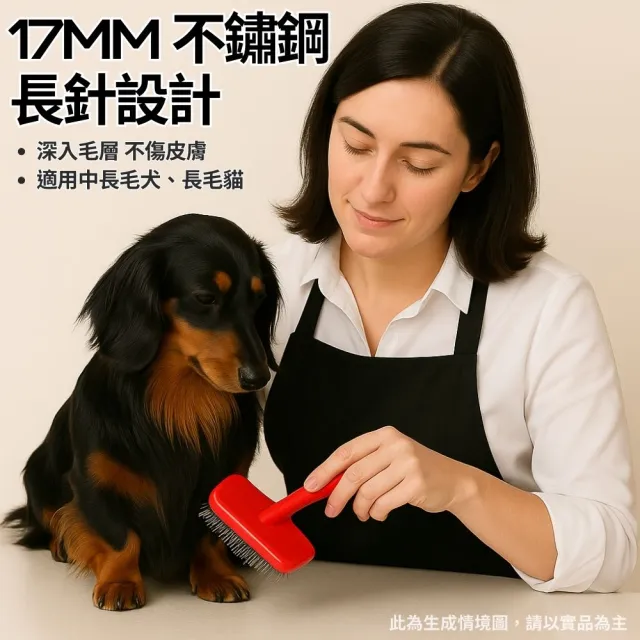 【Chris Christensen克莉絲汀森】Karben系列木柄氣墊寵物按摩針梳(中型/紅)