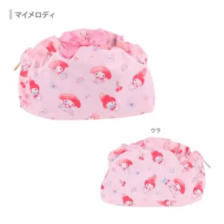 【小禮堂】雙11 Sanrio 三麗鷗 綁帶式收納包 荷葉邊滿版款 雙子星 美樂蒂 酷洛米(平輸品)
