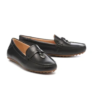 【AS 集團】復古知性金屬吊牌全真皮樂福低跟鞋(黑)