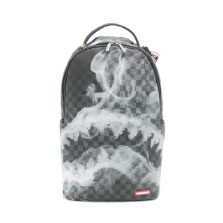 【SPRAYGROUND】渲染雙色棋盤格鋸齒鯊大容量後背包(黑色)