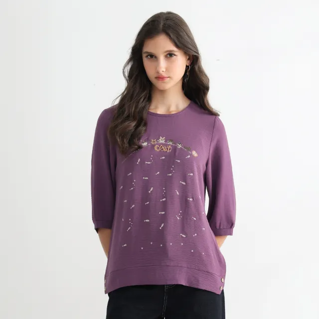 YASA 秋趣立線繡羽霧棉上衣