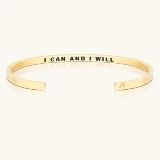 【MantraBand】美國悄悄話 I Can and I Will 我想要我得到 內側字款 金色手環(悄悄話手環)