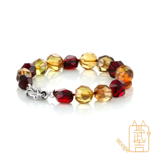 【Woogie武吉珠寶】琥珀蜜蠟設計師手作多寶鑽切琥珀手鍊(鑽切10-12mm)