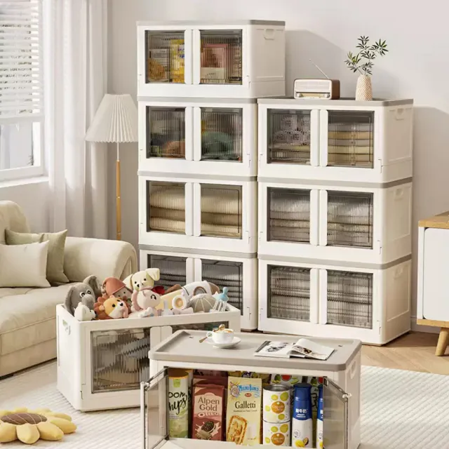 【IDEA】64CM雙開摺疊帶輪收納箱/收納櫃/儲藏箱/摺疊箱/整理箱220L(3入組)