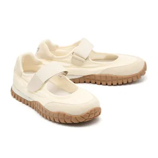 【MISS 21】率性復古魔鬼氈異材質厚底瑪莉珍休閒鞋(米)