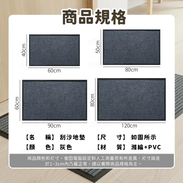 【夢巴黎】刮沙地墊 40*60CM 2入組(地墊 腳踏墊 玄關地墊 墊 門口地墊 防滑 防滑地墊 室外地墊)