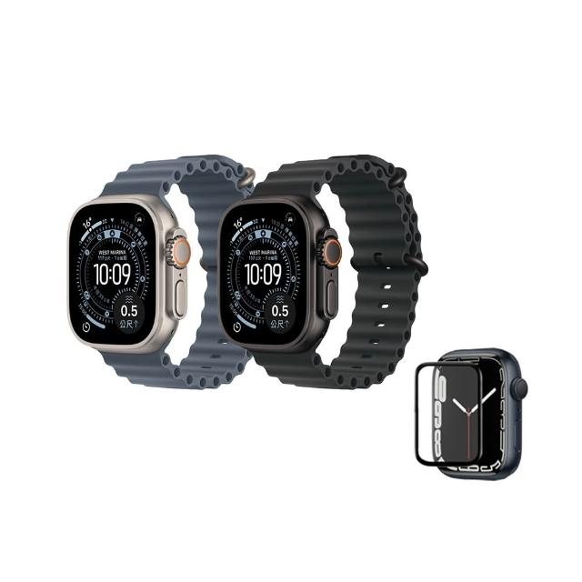 鋼化保貼組【Apple】Apple Watch Ultra 3 GPS+行動網路 49mm(鈦金屬錶殼+海洋錶帶)