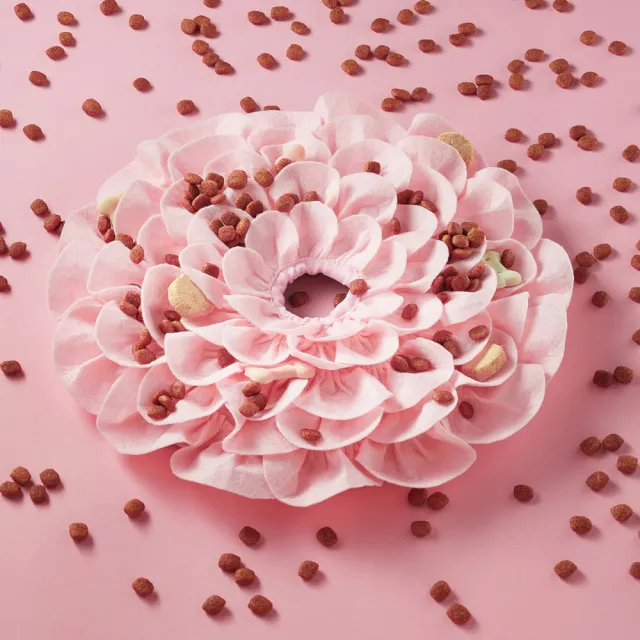 【PetDreamHouse】旋轉益智慢食碗-進階款花花世界-粉(慢食碗推薦 嗅聞益智玩具)