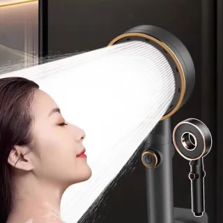 【沐浴king】三檔增壓花灑三件套(一鍵止水 過濾雜質 噴槍 噴水 蓮蓬頭 浴室 淋浴 衛浴 搓澡 軟管 底座)