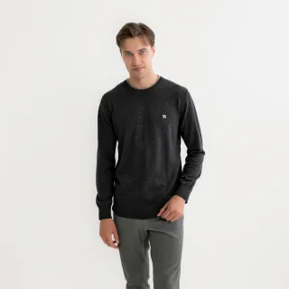 【Arnold Palmer 雨傘】男裝-圓領配條針織衫(灰色)