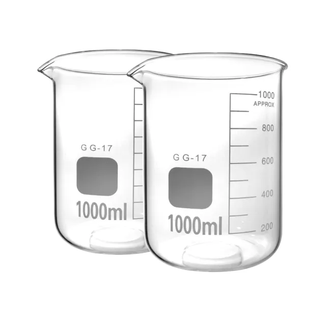 【工具達人】寬口燒杯 透明玻璃杯 化學實驗室器材 1000ml 玻璃燒杯 玻璃量杯 實驗燒杯(190-GCL1000)