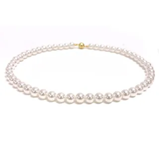 【CC Diamond】精工厚實純銀扣頭 經典貝珠項鍊(8mm)