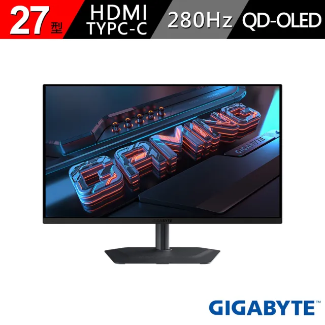 【GIGABYTE 技嘉】MO27Q2A 27型 2K 電競螢幕(QD-OLED/0.03ms/280Hz/HDR400/99% DCI-P3/G-Sync/KVM)