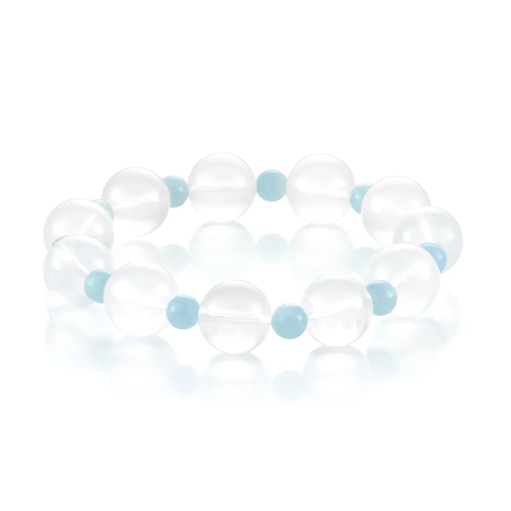 【Woogie武吉珠寶】奶白晶海藍寶手鍊(6-13mm)